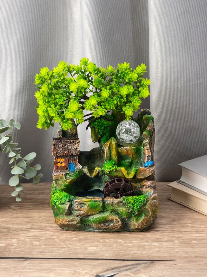 Фонтан настольный «Домик у пруда», 13×17×27 см, с подсветкой