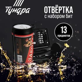 Набор инструментов ТУНДРА, подарочный пластиковый кейс «Банка», 13 предметов
