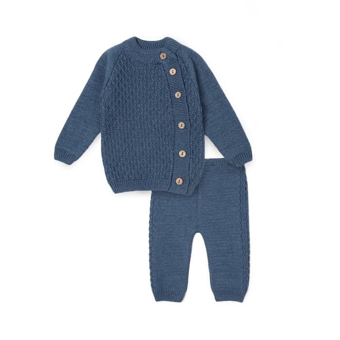 Комплект вязаный Крошка Я, рост 68-74 см, синий