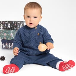 Комплект вязаный Крошка Я, рост 68-74 см, синий