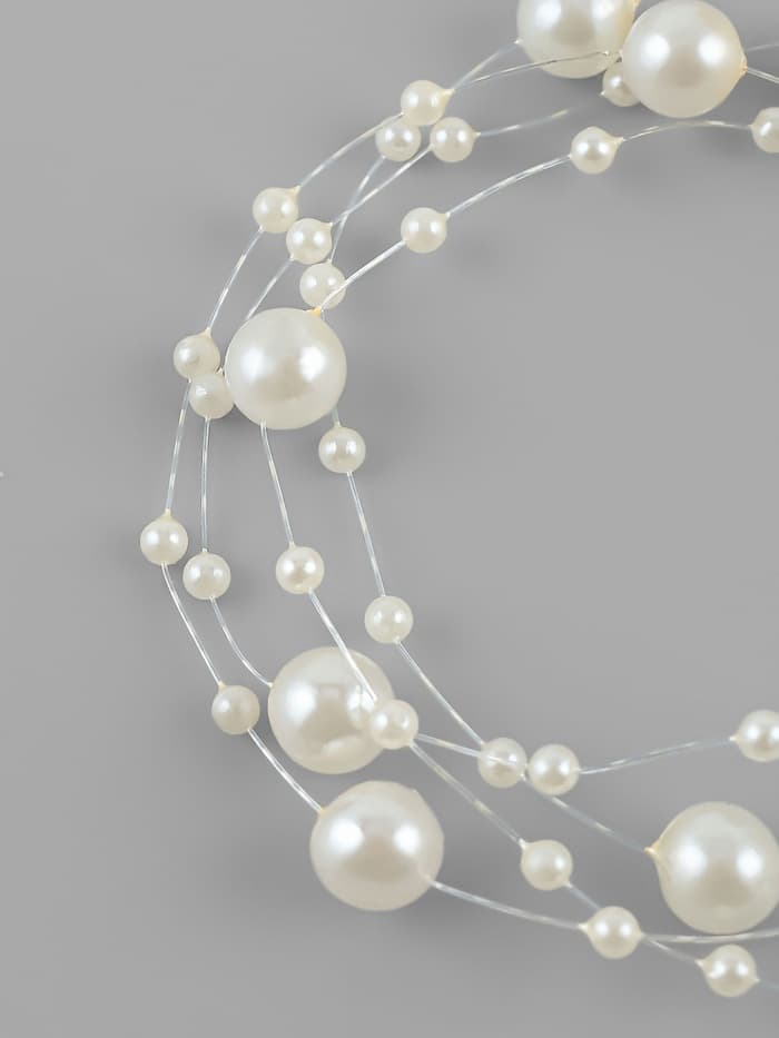 Жемчуг на леске, 3/8 мм, 9±0.5 м, цвет молочный