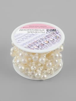 Жемчуг на леске, 3/8 мм, 9±0.5 м, цвет молочный