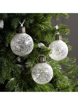 Набор ёлочных шаров «Звёздочки серебристые», 3 шт., d=8 см, от батареек, свечение белое
