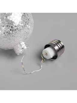 Набор ёлочных шаров «Звёздочки серебристые», 3 шт., d=8 см, от батареек, свечение белое