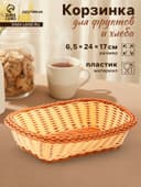 Корзинка фруктов и хлеба Доляна «Молочный шоколад», 24×17 см, пластик, плетёная, молочная
