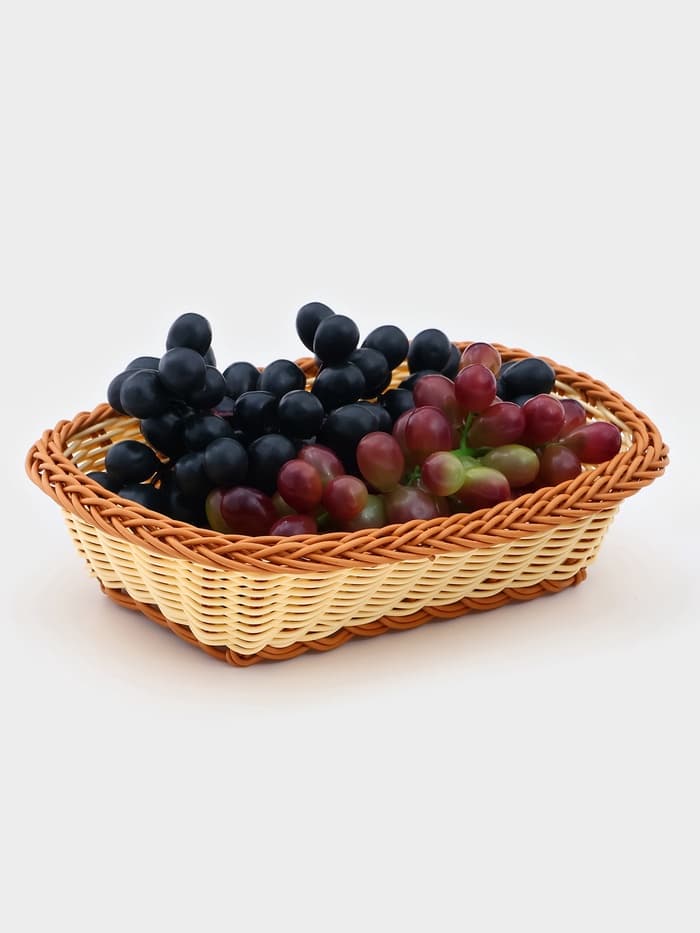 Корзинка фруктов и хлеба Доляна «Молочный шоколад», 24×17 см, пластик, плетёная, молочная