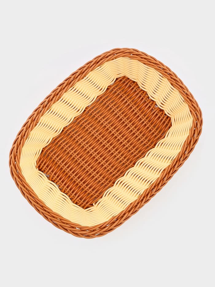 Корзинка фруктов и хлеба Доляна «Молочный шоколад», 24×17 см, пластик, плетёная, молочная