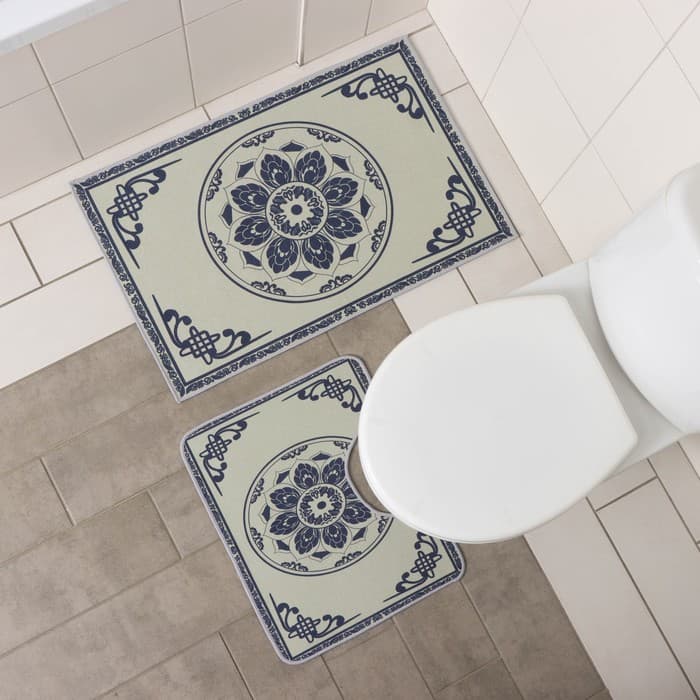 Набор ковриков для ванной и туалета Доляна «Адиса», 2 шт., 50×80 см, 40×50 см, серый