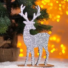 Декор новогодний Лесная мастерская «Яркий олень» серебряный, 6×14×24 см