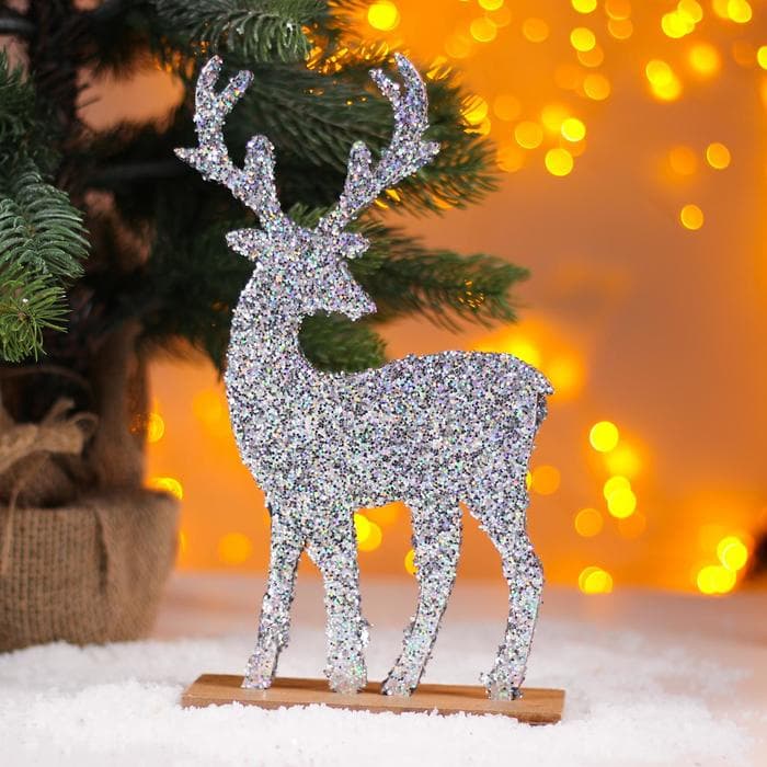 Декор новогодний Лесная мастерская «Яркий олень» серебряный, 6×14×24 см