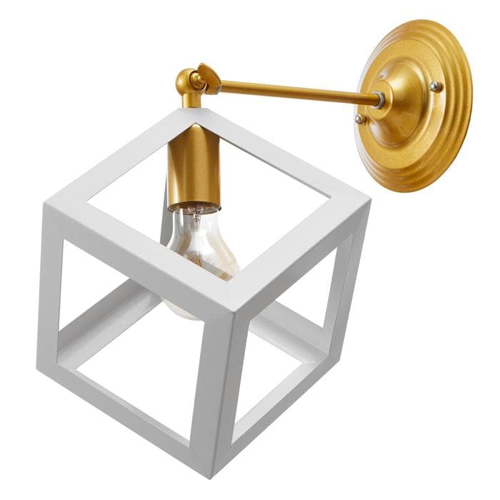 Бра «Куб» 1хE27 40 Вт белый-золото 22×28×30 см