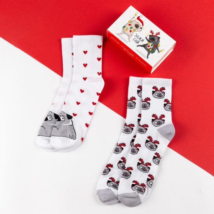 Носки женские новогодние KAFTAN «Зажигай», набор 2 пары, размер 36-40 (23-25 см)