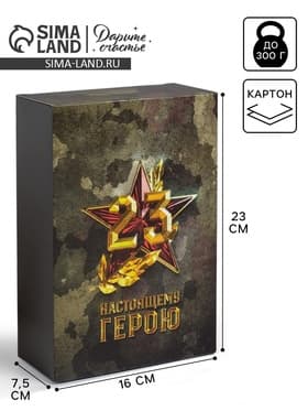 Коробка подарочная складная, упаковка, «С 23 февраля», 16×23×7.5 см