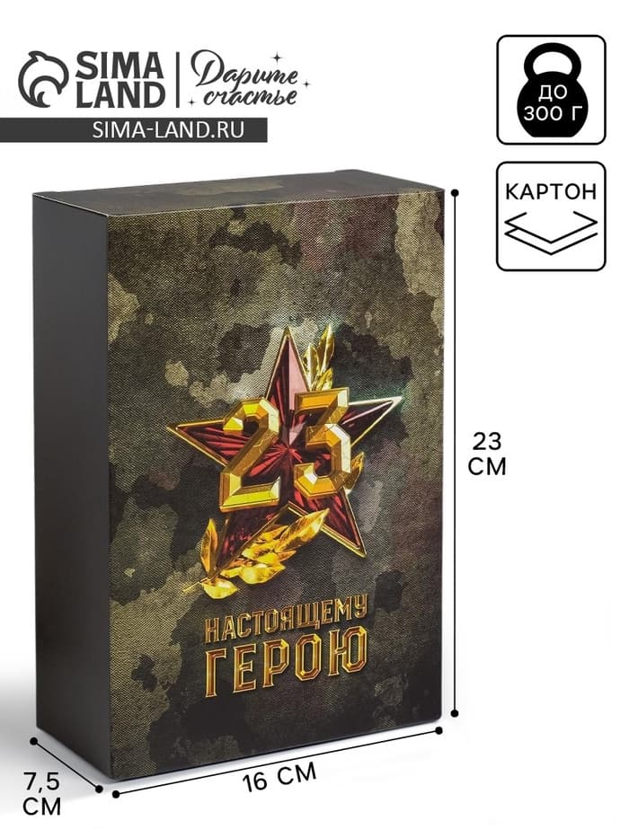 Коробка подарочная складная, упаковка, «С 23 февраля», 16×23×7.5 см