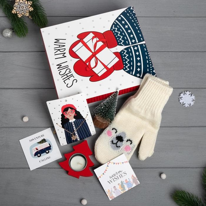 Набор подарочный новогодний «Тепла в Новом Году» варежки размер 19 и аксессуары (4 предмета)