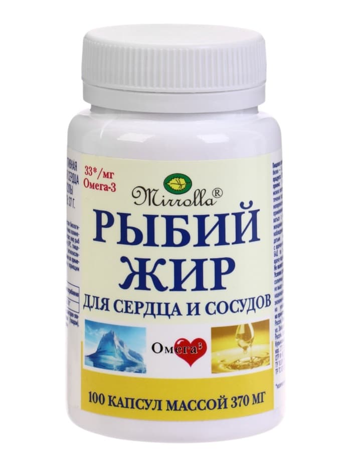 Рыбий жир Mirrolla для сердца и сосудов, 100 капсул
