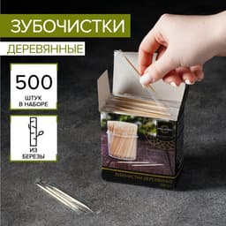Зубочистки из берёзы Magistro, 500 шт., в индивидуальной упаковке, картонная коробка