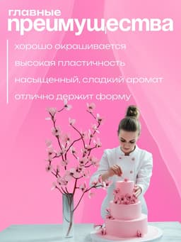 Мастика сахарная, ванильная, розовая, 100 г