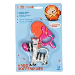 Погремушка - прорезыватель Крошка Я «Зебра и Эскимо», от 3 мес., набор 2 шт.
