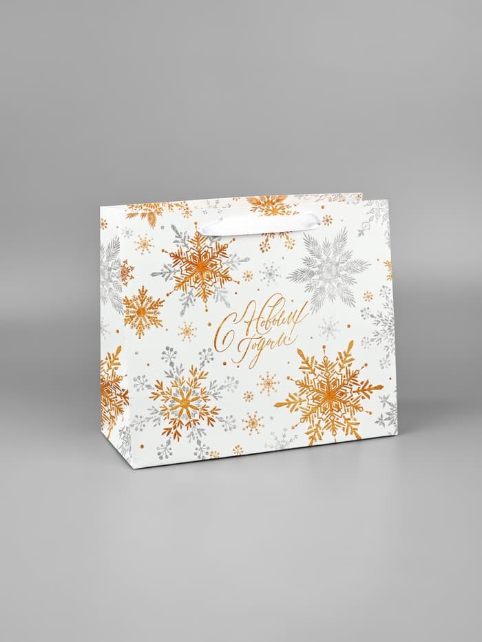 Пакет подарочный новогодний ламинированный «С Новым годом», ML 27×23×11.5 см