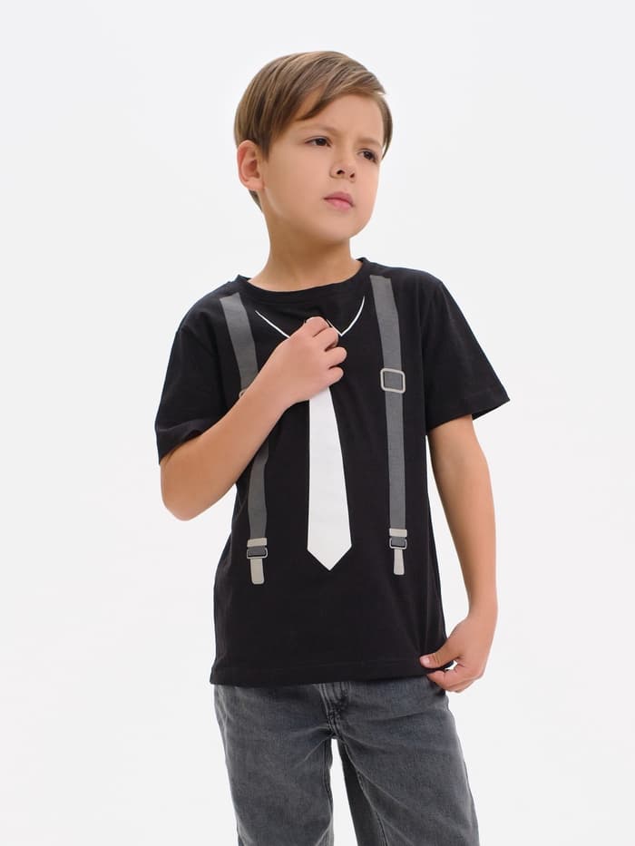 Футболка для мальчика KAFTAN «Галстук», чёрная, рост 86-92 см