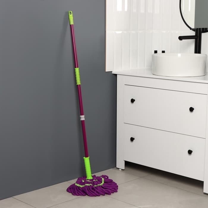 Швабра с отжимом Доляна, насадка из микрофибры, металлическая ручка 117 см