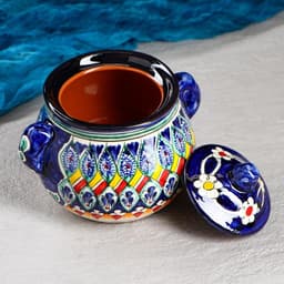 Сахарница узбекская Риштанская Керамика «Узоры», 800 мл, синяя