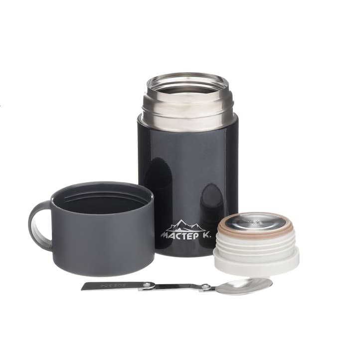 Термос для еды Мастер К, 550 мл, 17×11 см, нержавеющая сталь, чёрный