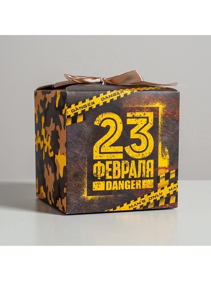 Коробка подарочная складная, упаковка, «С 23 февраля!», 12×12×12 см