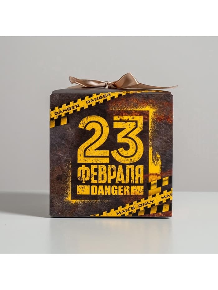 Коробка подарочная складная, упаковка, «С 23 февраля!», 12×12×12 см