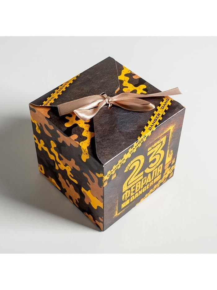 Коробка подарочная складная, упаковка, «С 23 февраля!», 12×12×12 см