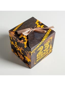 Коробка подарочная складная, упаковка, «С 23 февраля!», 12×12×12 см