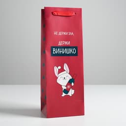 Пакет новогодний подарочный под бутылку «Не держи зла», 13×35×10 см