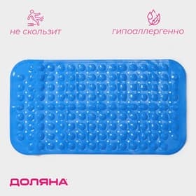 Коврик противоскользящий в ванну Доляна «Пузырьки», на присосках, 37×71 см, синий