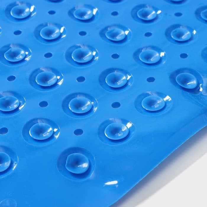 Коврик противоскользящий в ванну Доляна «Пузырьки», на присосках, 37×71 см, синий