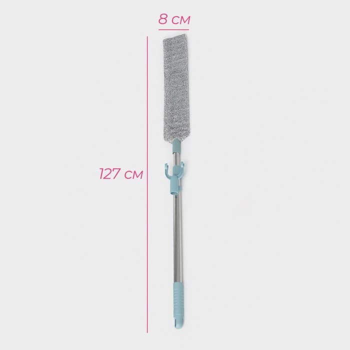 Швабра для уборки Доляна, гибкая, для труднодоступных мест, плоская насадка из микрофибры, 8×2.5×127 см