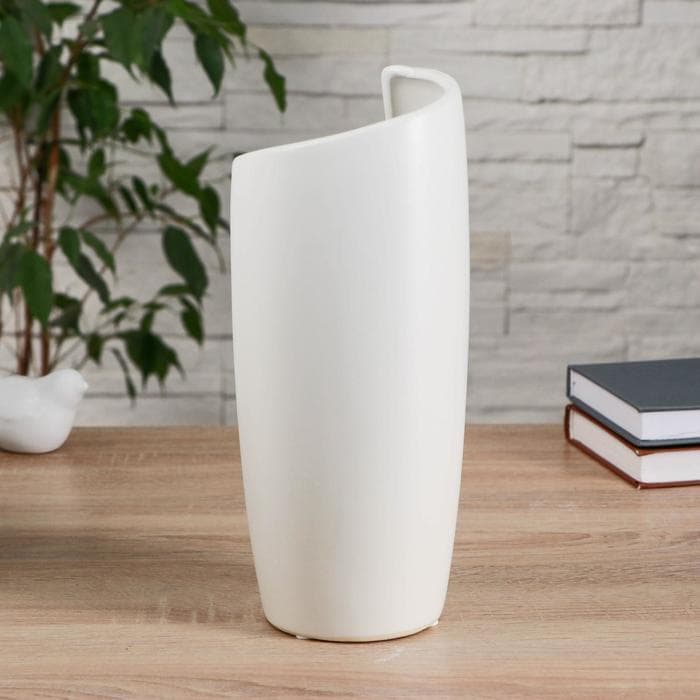 Ваза для цветов «Полуликий», 11×28 см, керамика, белая