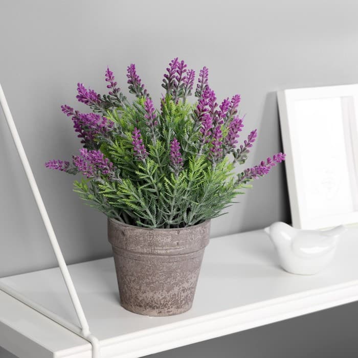 Искусственный цветок в горшке «Сантолина», 10×22 см, МИКС