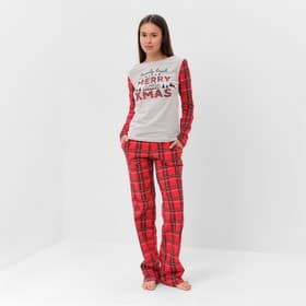 Пижама новогодняя женская (лонгслив, брюки) KAFTAN X-mas, размер 48-50
