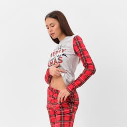 Пижама новогодняя женская (лонгслив, брюки) KAFTAN X-mas, размер 48-50