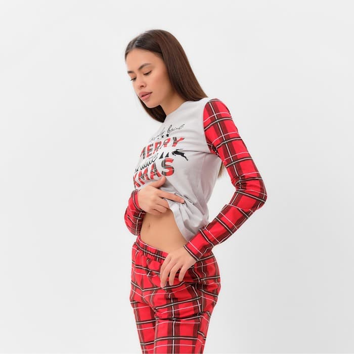 Пижама новогодняя женская (лонгслив, брюки) KAFTAN X-mas, размер 52-54