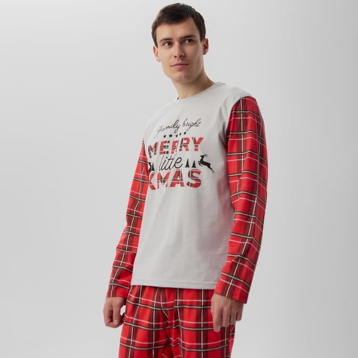 Пижама мужская: лонгслив, брюки KAFTAN X-mas, размер, 50