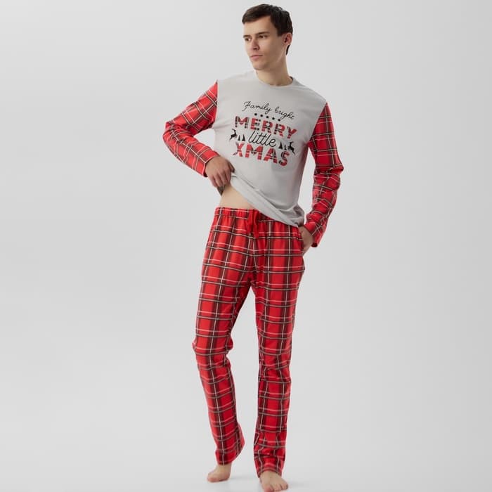 Пижама мужская: лонгслив, брюки KAFTAN X-mas, размер, 50