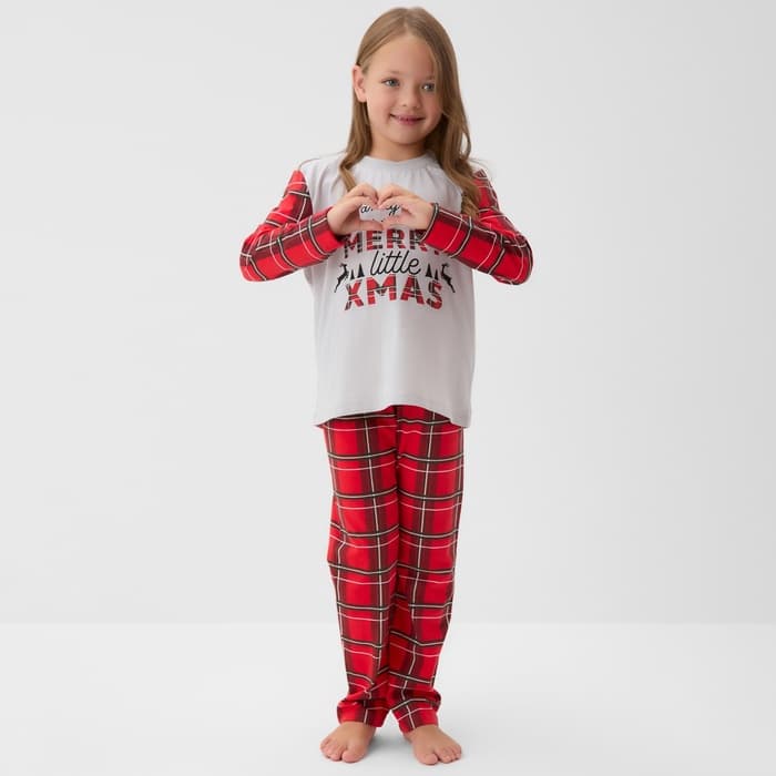 Пижама новогодняя детская: лонгслив, брюки, KAFTAN X-mas, рост 86-92 см