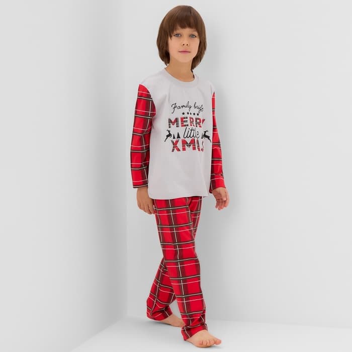 Пижама новогодняя детская: лонгслив, брюки, KAFTAN X-mas, рост 86-92 см