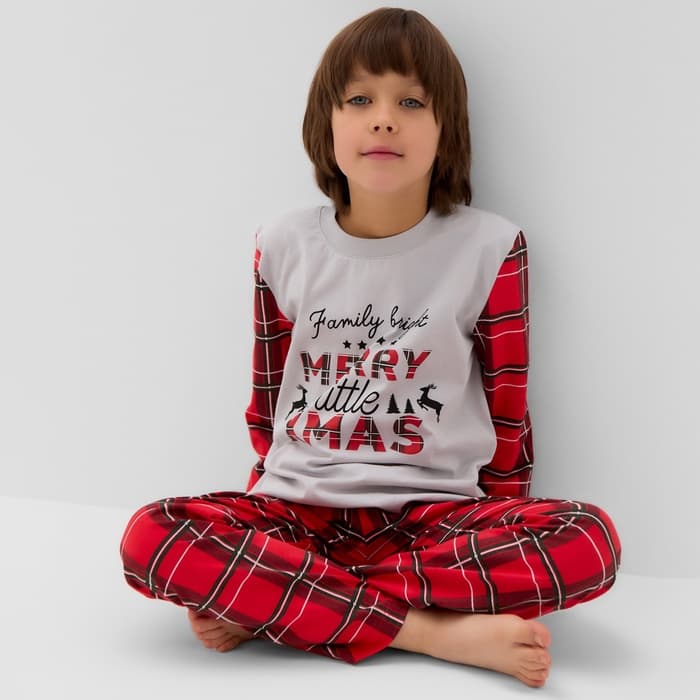 Пижама новогодняя детская: лонгслив, брюки, KAFTAN X-mas, рост 86-92 см