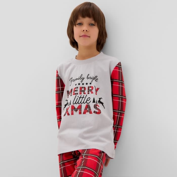 Пижама новогодняя детская: лонгслив, брюки, KAFTAN X-mas, рост 86-92 см