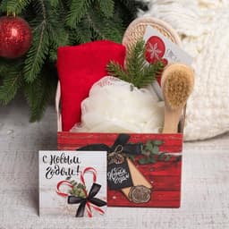 Набор новогодний подарочный «Этель. Счастья в Новом году», 4 предмета: полотенце 30×60 см и аксессуары
