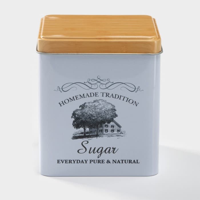 Банка для сахара «Дом и поле», 1.1 л, 12×10 см, жесть, белая