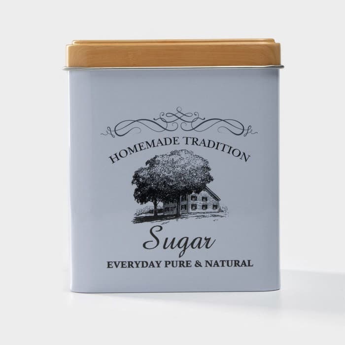 Банка для сахара «Дом и поле», 1.1 л, 12×10 см, жесть, белая